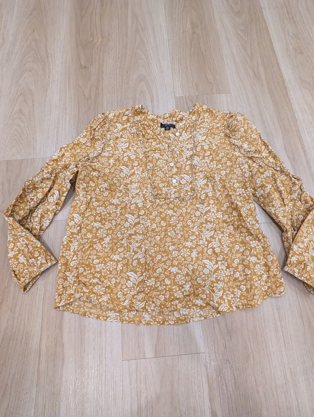 Golden J Crew Floral Long Sleeve Blouse Size XS